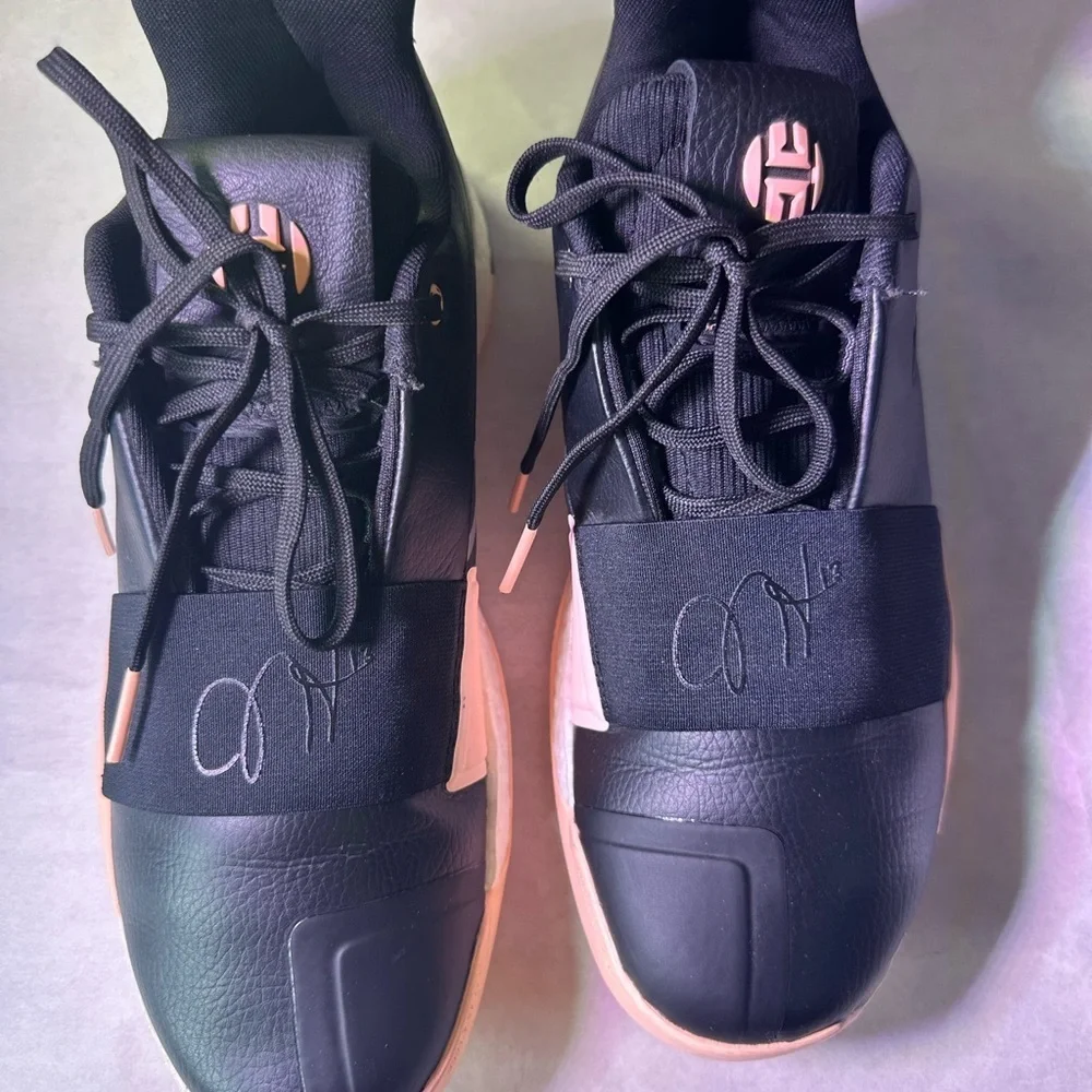 Adidas Black and Peach Athletic Shoes